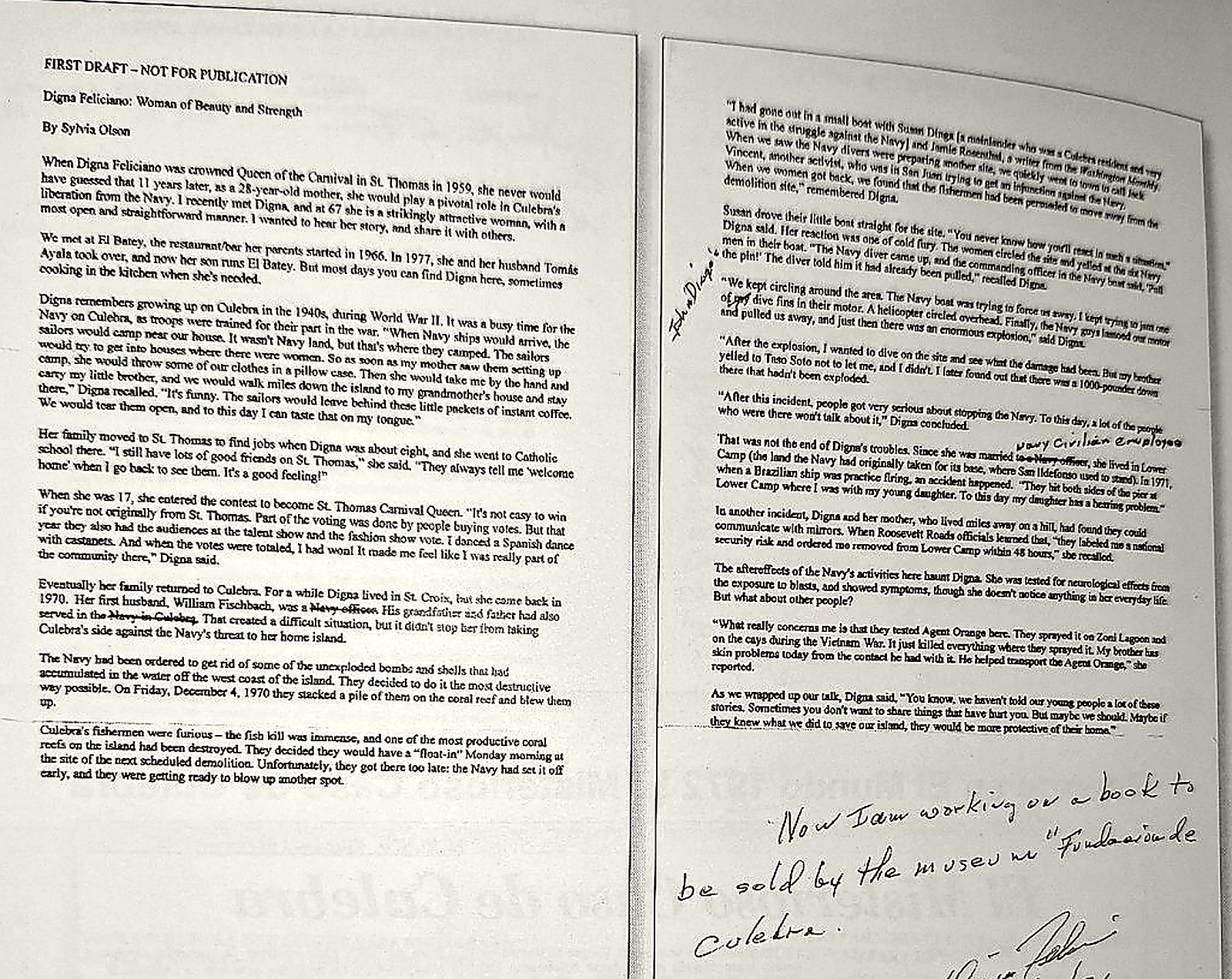 Interview by Sylvia Olson — Archival record identified in Blanco: Culebra, Digna Feliciano.