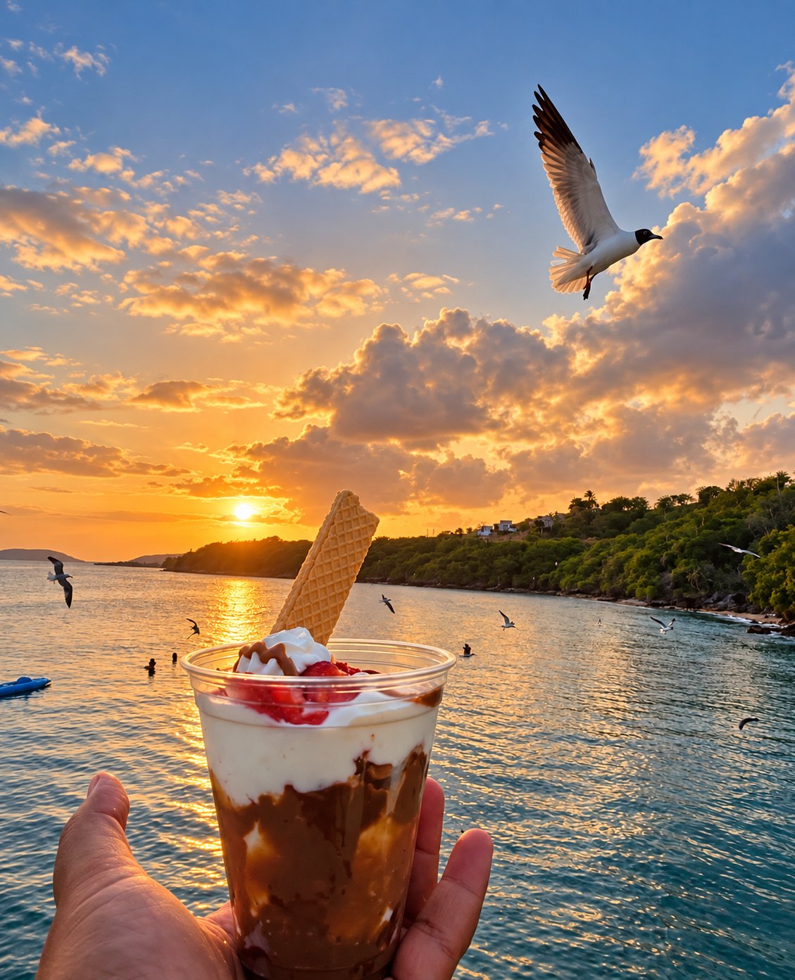 Fresas con crema de Fresas by Mayra frente al mar en Culebra