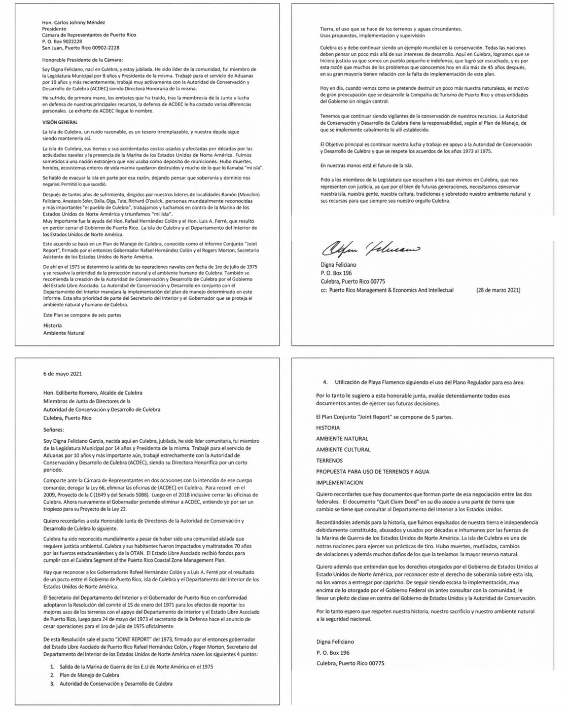 Letters on the conservation of Culebra — Letters on the conservation of Culebra. Written testimony calling for the protection of natural resources, historical memory, and the agreements that have shaped the defense of the island.