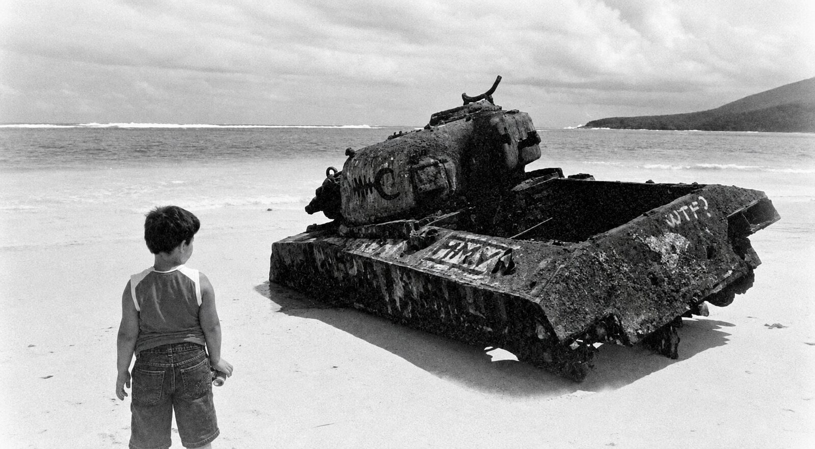 The historic tank at Flamenco Beach