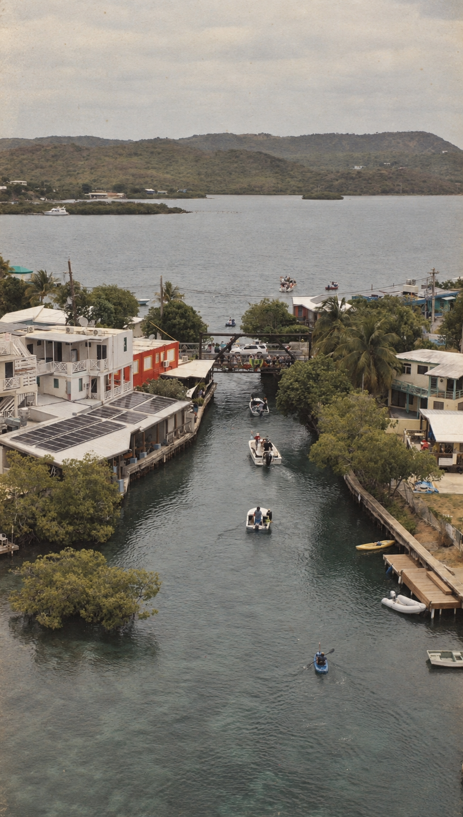 Aerial view of the procession of the Virgen del Carmen.