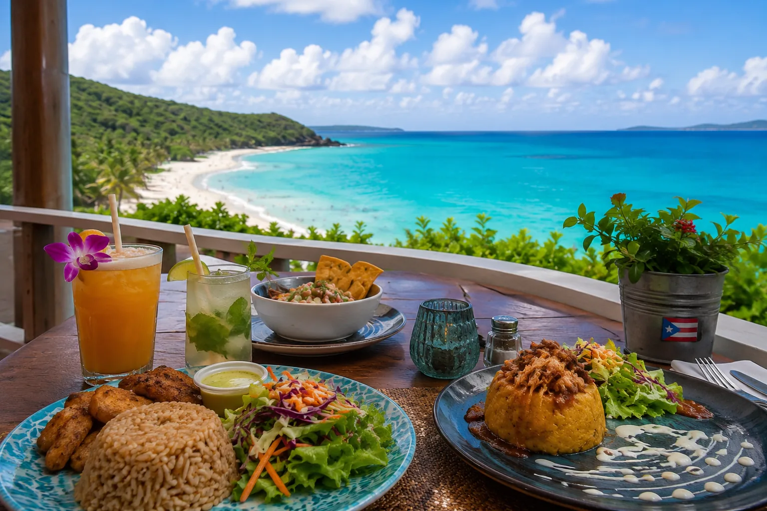 Seaside dining overlooking Flamenco Beach