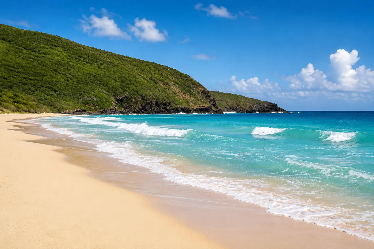 Resaca Beach in Culebra, Puerto Rico — A wild, boulder-strewn beach reached by a steep hike — protected nesting grounds for leatherback turtles.