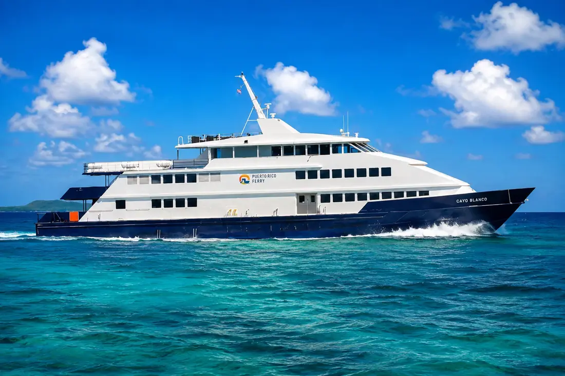 Puerto Rico ferry Cayo Blanco crossing turquoise Caribbean waters
