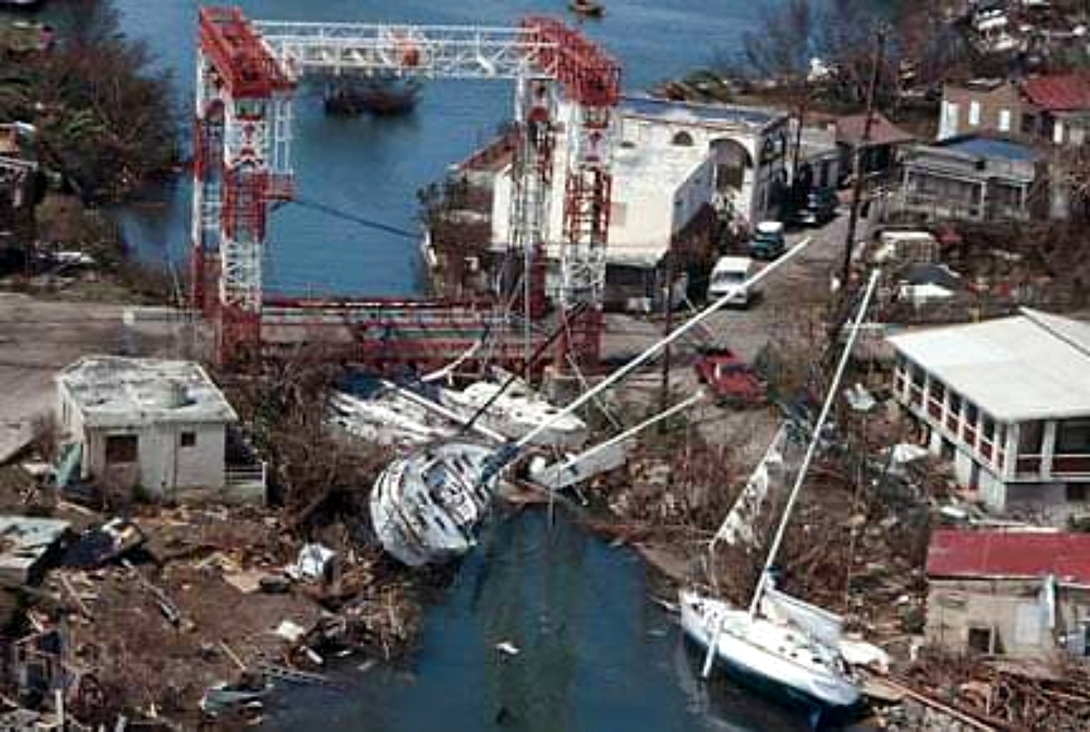 View of the devastation caused by Hurricane Hugo in Culebra.