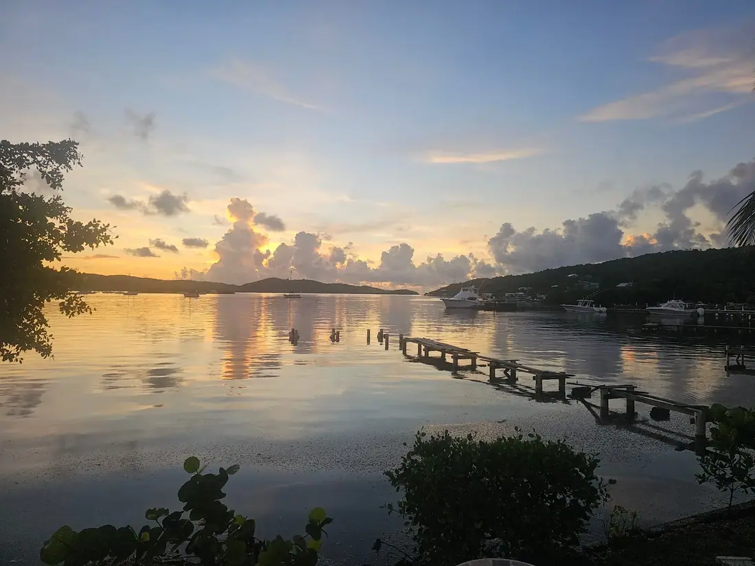 Golden sunset over Culebra's harbor