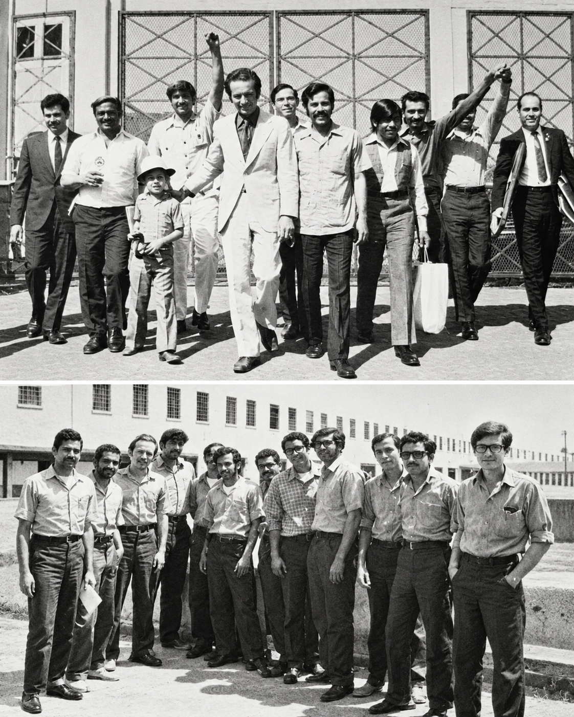 Arrests connected with the protest — Historic black-and-white documentary collage. A set of period images documenting moments of community organization, leadership, and civic presence in Culebra's contemporary history.