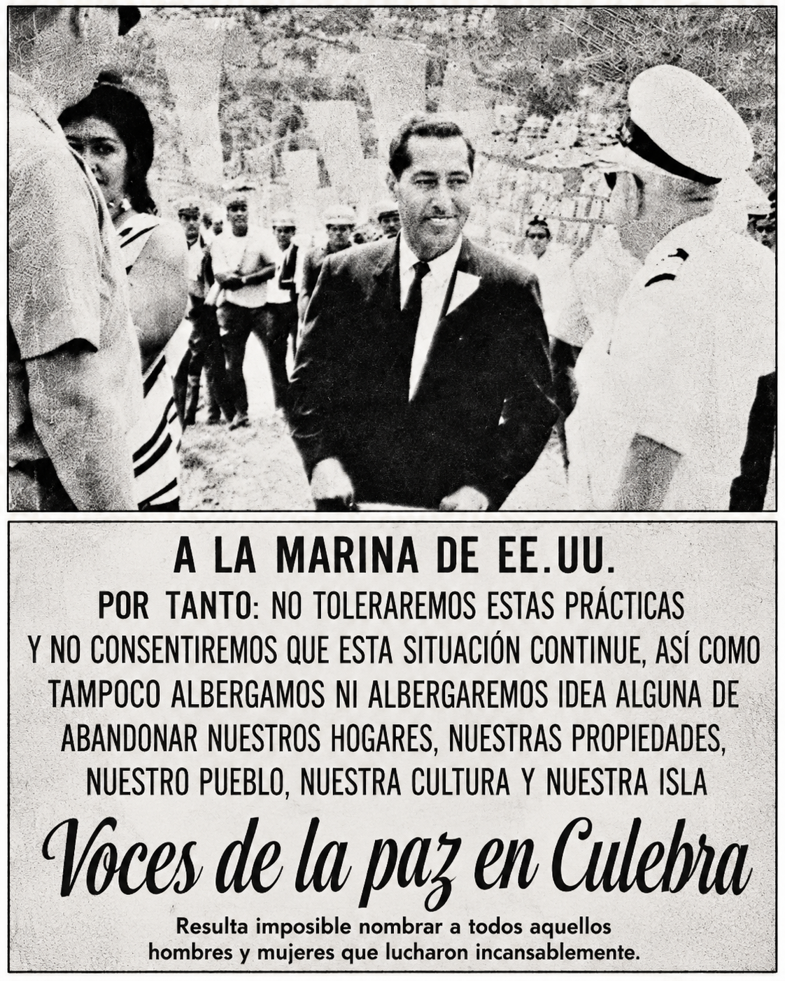 Flamenco protest — Archival record identified in Blanco: Culebra, Digna Feliciano.