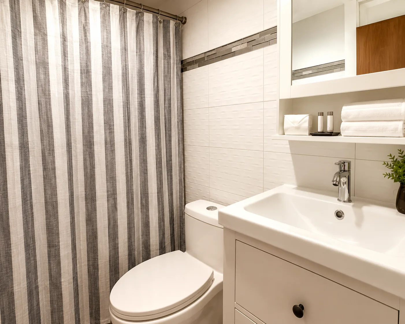 Gibraltar bathroom with vanity and fresh folded towels