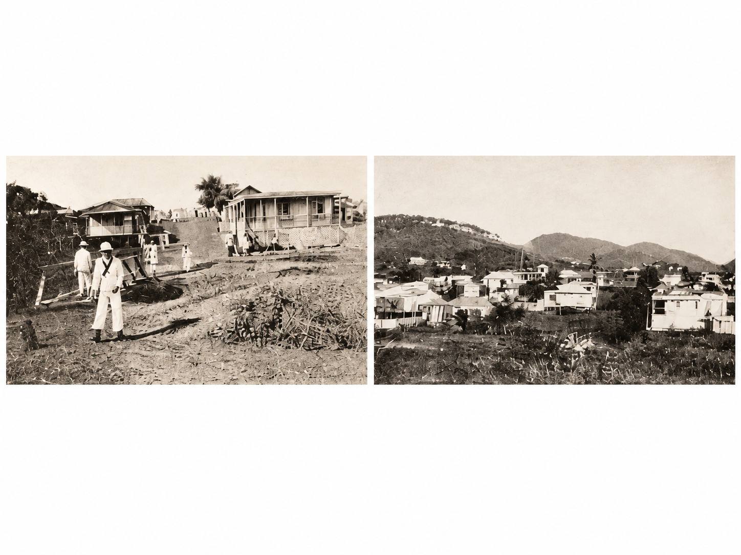 San Ildefonso before the Navy’s arrival — Historic views of the former settlement of San Ildefonso and its surroundings. The images preserve scenes of homes and the built landscape of the period.