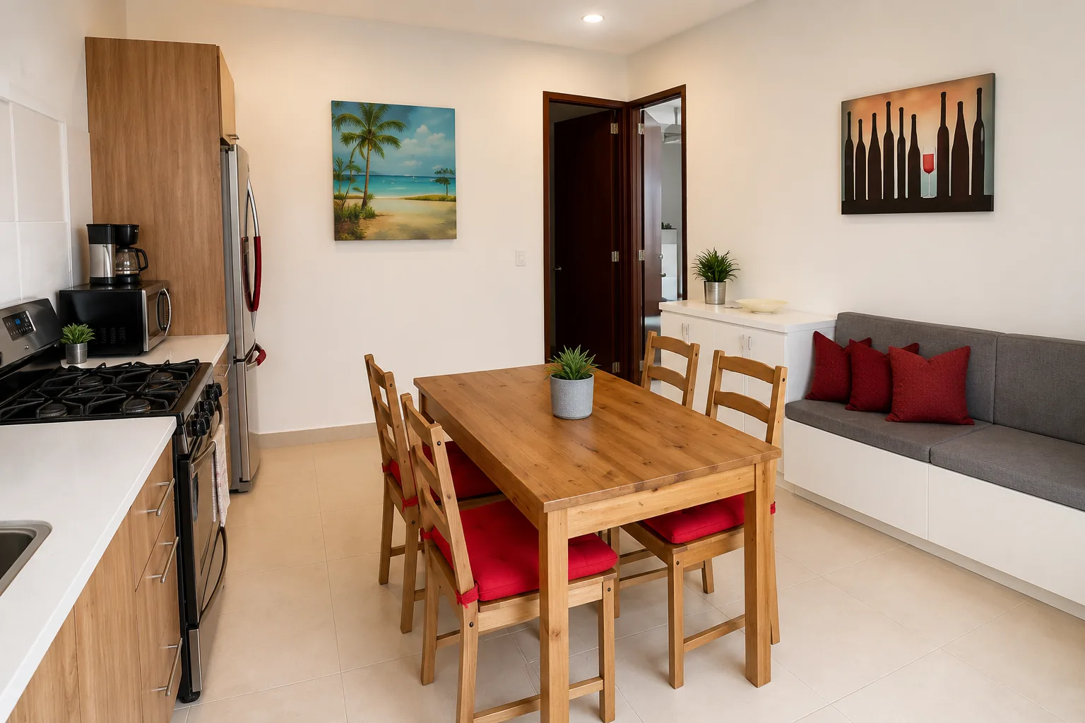 Bright open living and kitchen area in Athens